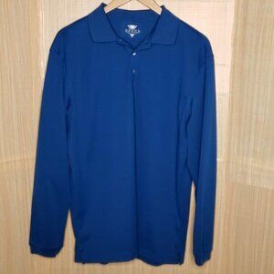 Wedge Mens Blue Long Sleeve Golf Polo 2XL